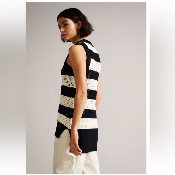 Ted Baker Black and White Striped Knit Tank Top - Picture 3 of 8